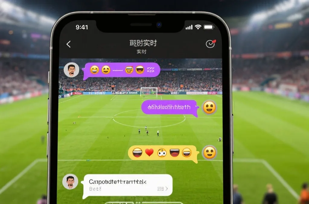 手机屏幕显示直播与聊天,充满表情包和弹幕